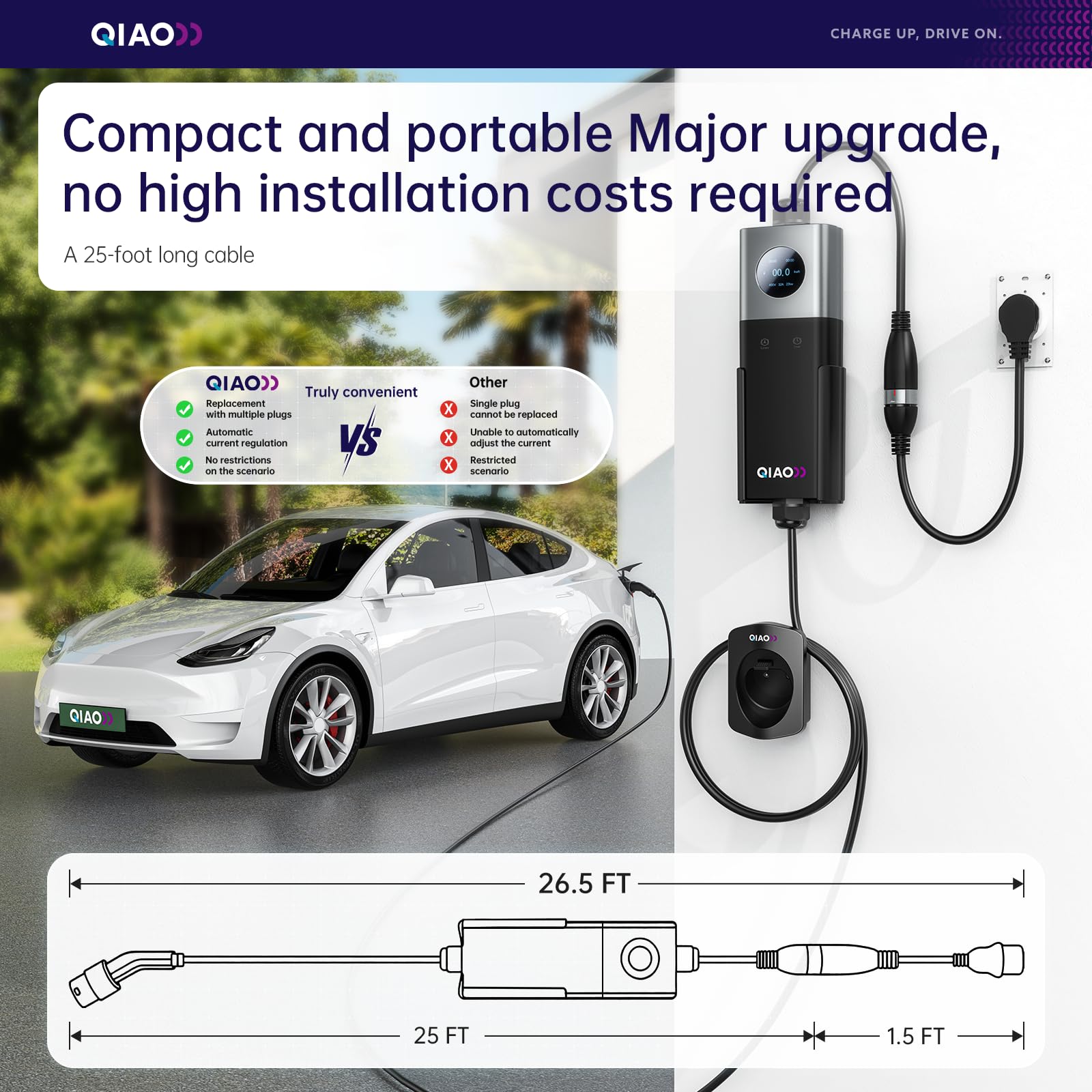 QIAO Level 2 EV Charger SAE J1 - đánh giá và giá Ev Charging Cable